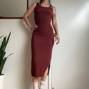 All Saints Margot Knit Dress in maroon